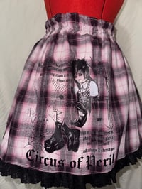 Image 3 of pink plaid x black perilous heart print skirt