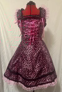 Image 1 of pink leopard x black corset JSK