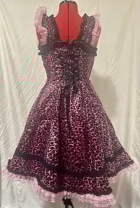 Image 3 of pink leopard x black corset JSK