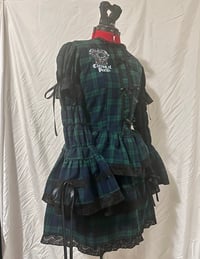 Image 2 of green/navy tartan 3-piece princess set