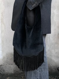 Image 1 of   Moonlight Hobo Bag — black velvet fringe