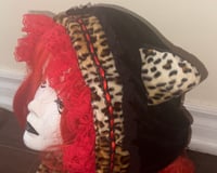 Image 3 of leopard print x black x red cat ear hat/bonnet