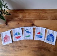 Image 5 of Fabric Bunting - Block Printing Kit with Seaside Themed Blocks 
