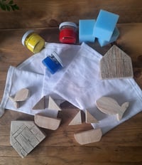 Image 3 of Fabric Bunting - Block Printing Kit with Seaside Themed Blocks 