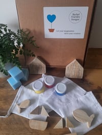 Image 1 of Fabric Bunting - Block Printing Kit with Seaside Themed Blocks 