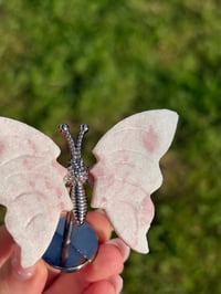 Image 3 of Pink Opal Butterfly on Stand
