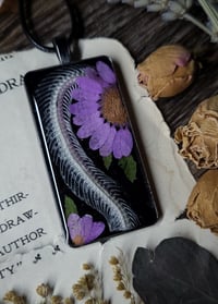 Image 2 of Snake Spine and Floral Amulet - Purple Daisy