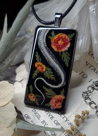 Image 1 of Snake Spine and Floral Amulet - Orange Floral