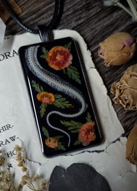 Image 4 of Snake Spine and Floral Amulet - Orange Floral