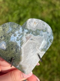 Image 4 of Moss Agate Heart on Stand