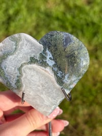 Image 5 of Moss Agate Heart on Stand