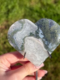 Image 6 of Moss Agate Heart on Stand