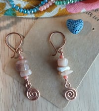 Image 1 of Sunstone Copper Spiral Copper Earrings🌞