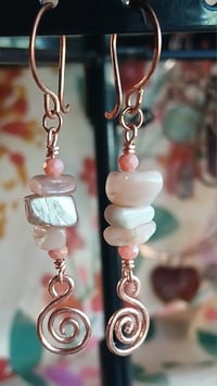 Image 2 of Sunstone Copper Spiral Copper Earrings🌞