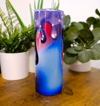 Image 2 of Handmade Purple Drip 20oz Stainless Steel Tumbler, blue, pink, cold, hot, gift