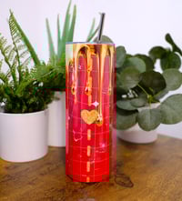 Image 1 of Handmade Gold Drip 20oz Stainless Steel Tumbler, red, heart, cold, hot, gift