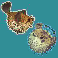 dramatic puffer fish stickers