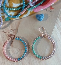 Image 1 of Garden Whisper Copper Dangling Hoops🩵