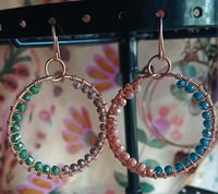 Image 2 of Garden Whisper Copper Dangling Hoops🩵