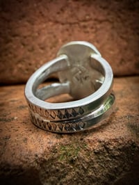 Image 4 of WL&A Handmade Ingot Old Style Split Band Royston Blue Ribbon Turquoise Ring - Size 6.5