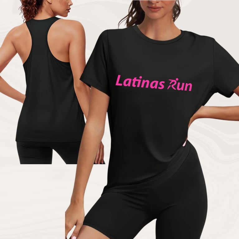 Pre-Sale Black Latinas Run Top w/ Large Logo
