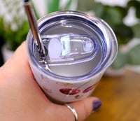 Image 2 of Handmade Cherry 20oz Stainless Steel Tumbler, flowers, cherries, cold, hot, gift