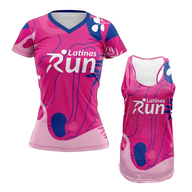 Latinas Run Pink & Blue Floral Printed Top