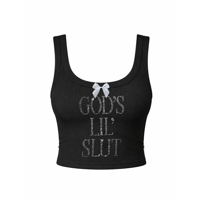 GOD'S LIL' SLUT RHINESTONE SCOOP NECK TOP