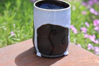 Image 1 of 11.5 Oz Light Blue and Black Swirl Tumbler