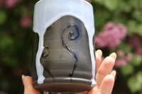 Image 4 of 11.5 Oz Light Blue and Black Swirl Tumbler