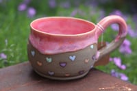 Image 1 of 13 oz Mug with Pastel Hearts and Pink Drip