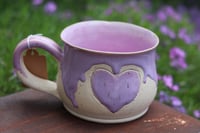 Image 1 of 17 Oz Speckled Heart Mug with Purple Drip