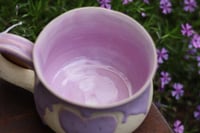 Image 2 of 17 Oz Speckled Heart Mug with Purple Drip