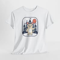 Image 3 of Cat visiting theme parks T-Shirt — Kawaii Cat with Balloon Tee