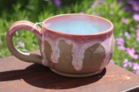 Image 1 of 14 Oz Mug with Carved Hearts and Pink Drip