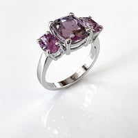 Image 1 of Purple & Pink Tajikistan Spinel 3 Stone Ring