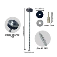 Image 2 of 10x 250mm Flat Top Screw-In Ground Pegs + Adaptor | Heavy Duty Drill Tent Pegs Hex Stakes