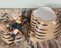 Image 3 of "Girl Riding Cat" Americana Cookie Jar