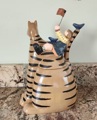 Image 2 of "Girl Riding Cat" Americana Cookie Jar
