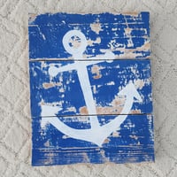Image 1 of Wooden Handpainted Anchor Decor