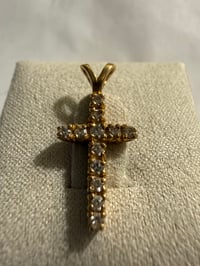 Image 1 of The Grace - 14k Gold Diamond Cross Pendant - Estate Piece