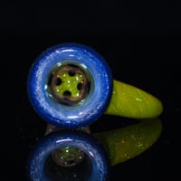 Image 3 of WILDBERRY > ICY WHITE SATIN & CRUSHED OPAL > GREEN & YELLOW FRIT MIX 18MM SLIDE
