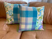 Image 1 of Blue Floral Cushion Pair 