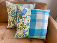 Image 3 of Blue Floral Cushion Pair 