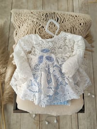 Image 6 of Photo prop | Newborn girls dress for photo shoots | Bella | blue and white