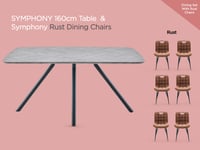 Image 1 of Symphony 160cm Fixed Table & 6 Rust Chairs
