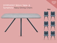 Image 1 of Symphony 160cm Fixed Table & 6 Navy Chairs