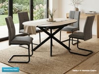 Image 1 of Infiniti 120-160cm Extension Round Dining Table Dune Oak & 4 Chairs