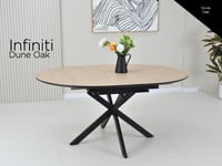 Image 2 of Infiniti 120-160cm Extension Round Dining Table Dune Oak & 4 Chairs