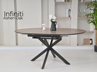 Image 2 of Infiniti 120-160cm Extension Round Dining Table Dark Oak & 4 Chairs